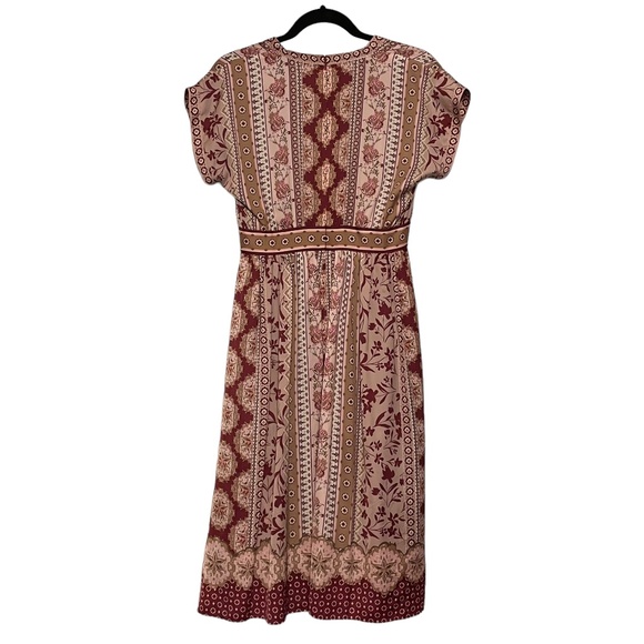 Gal Meets Glam Liza Charmeuse Pink/Burgundy Midi Dress Size 2 Petite‎ - Picture 6 of 9